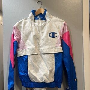 Champion Velvet Eveni Mixed Media Pullover